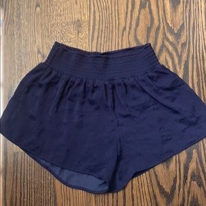 Navy ruched flowy beach shorts